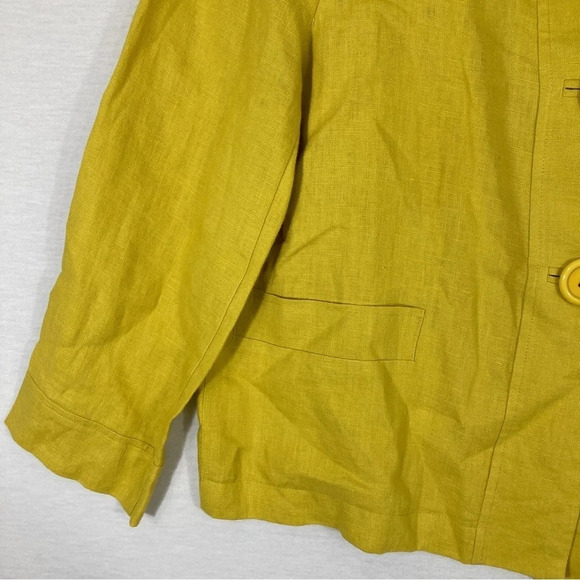 Elliott Lauren Yellow 100% Linen Button Jacket Size 8 - Picture 4 of 11